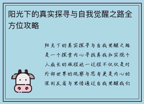 阳光下的真实探寻与自我觉醒之路全方位攻略